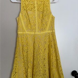 Elegant Yellow Lace Dress